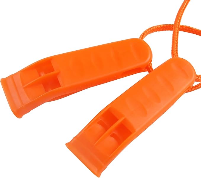 AUGSUN 10 Pcs Safety Whistle Marine Whistle Plastic Whistles with Lanyard for Emergency