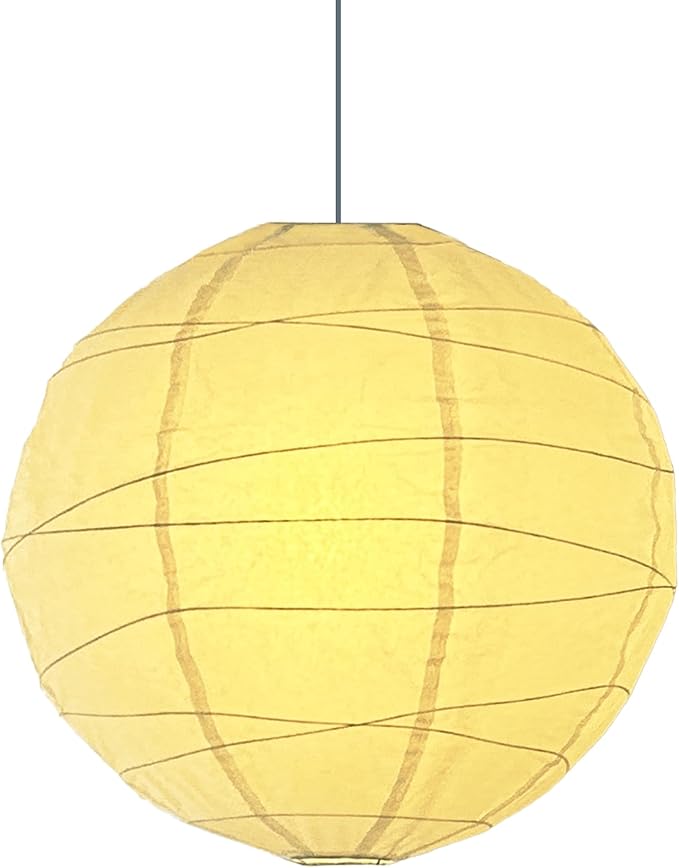 (19.69'') Spheroidal Large Round Paper Lantern Lamp，White Irregular Hanging Lanterns Shades，Japanese Lantern Vintage Rice Paper Pendant Lamp Shades