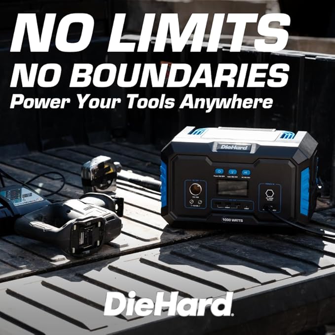 DieHard Portable Power Station 1000-Watt (2000-Watt Peak) - Quiet, Lightweight Solution for Home Backup, Weather Emergencies, Outdoor Recreation, Jobsite and more