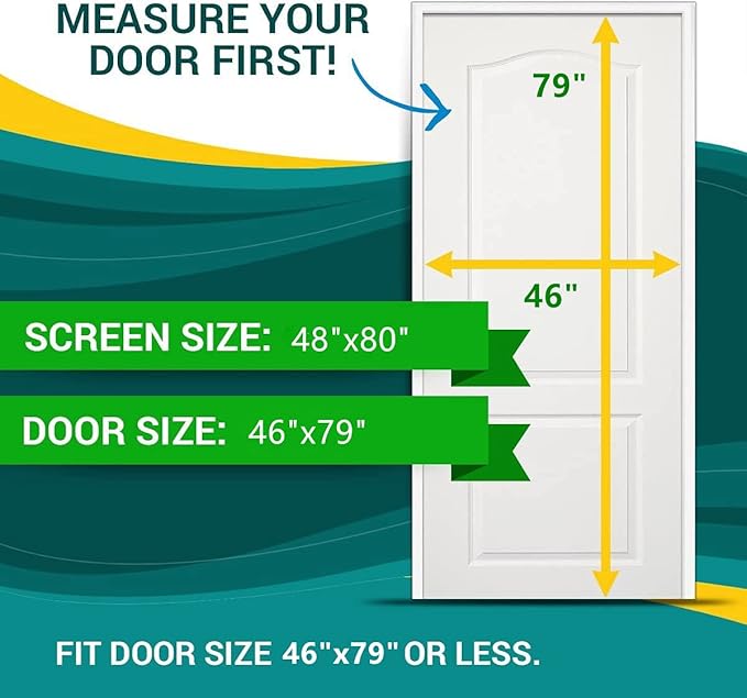 DOOREASY Magnetic Screen Door, Micro Mesh, Heavy Magnets, Loop Fully Sewn Easy Install Door Screens with Magnets, Quick Close No Slightest Gap(Fits Doors Up to 46" x 79") Black