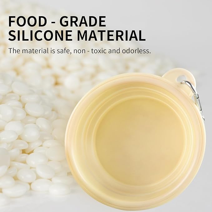 Collapsible Dog Bowls 2-Pack, Portable Travel Dog Bowl with Carabiner, Food-Grade Silicone Pet Bowl for Hiking, Walking(Macaron Blue and Yellow)