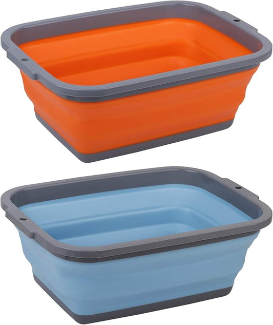 2 Pack Collapsible Sink with 2.25 Gal / 8.5L Each, Foldable Dish Tub for Washing Dishes, Camping, Hiking and Home, Portable Washing Basin