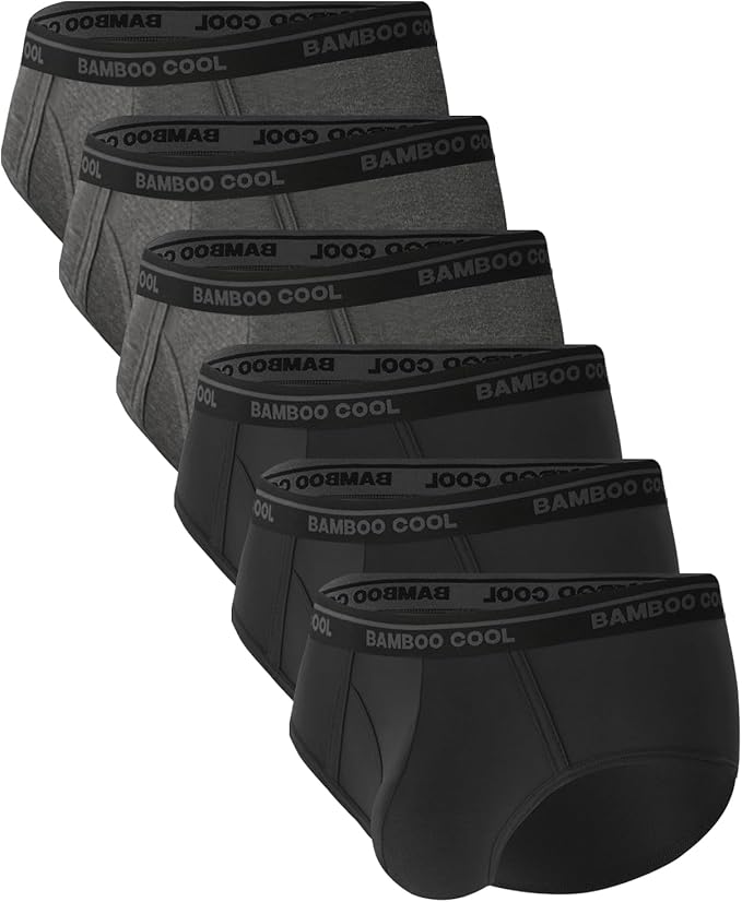 BAMBOO COOL Mens Breathable Soft Underwear Open-fly Classic Briefs, Tag-free