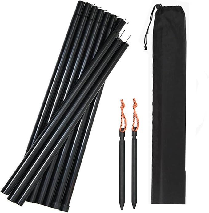Adjustable Tarp Pole Canopy Pole Set of 2, Portable Tent Poles Rodsfor Camping Tarps,Tent,Awnings, Shelters, Hiking