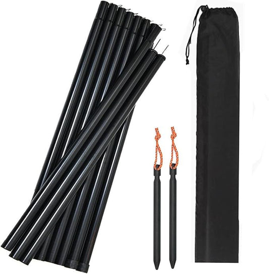 Adjustable Tarp Pole Canopy Pole Set of 2, Portable Tent Poles Rodsfor Camping Tarps,Tent,Awnings, Shelters, Hiking