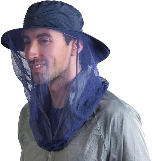 Fishing Hat Sun Protection Hat Mosquito Head Net for Outdoors Bucket Hat with Hidden Net Mesh