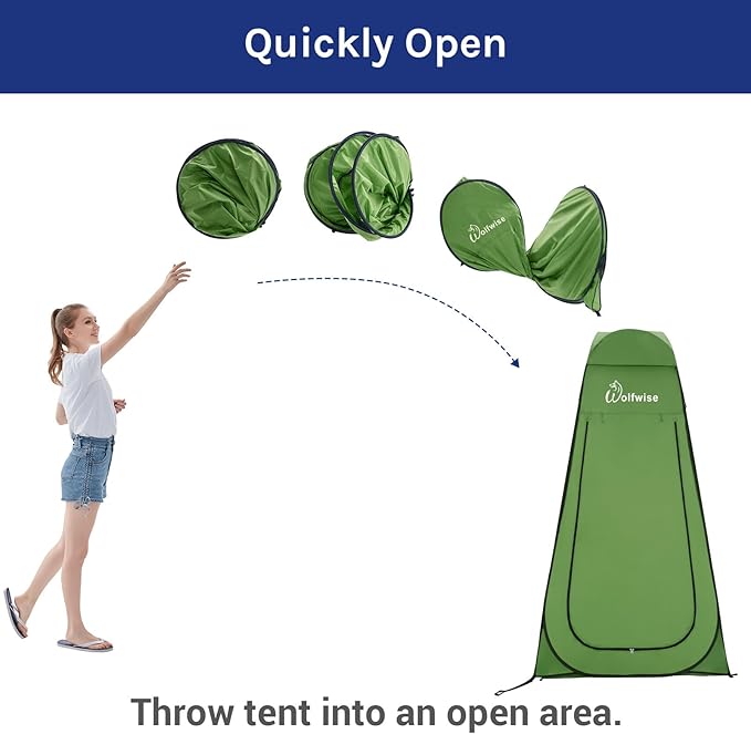 WolfWise Pop Up Privacy Shower Tent Portable Outdoor Sun Shelter Camp Toilet Changing Dressing Room