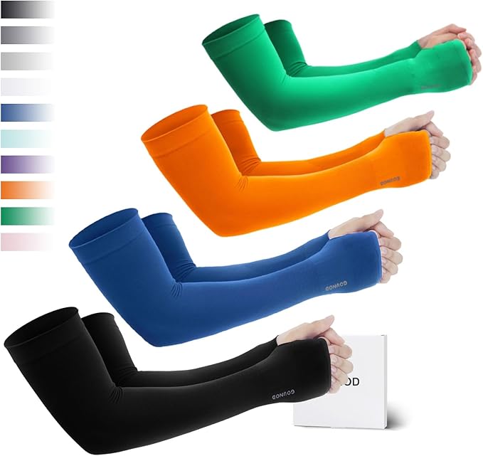 GOUNOD Sun Protection Cooling Arm Sleeves with Thumb Holes - Gardening Outdoors Sports Workouts Sunscreen Arm Sleeves