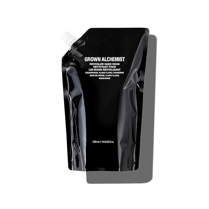 Grown Alchemist Revitalize Hand Wash Refill Pouch. Cedarwood, Ylang Ylang, Tangerine. Gentle Hand Wash Hydrates & Cleanses Skin, (1L).