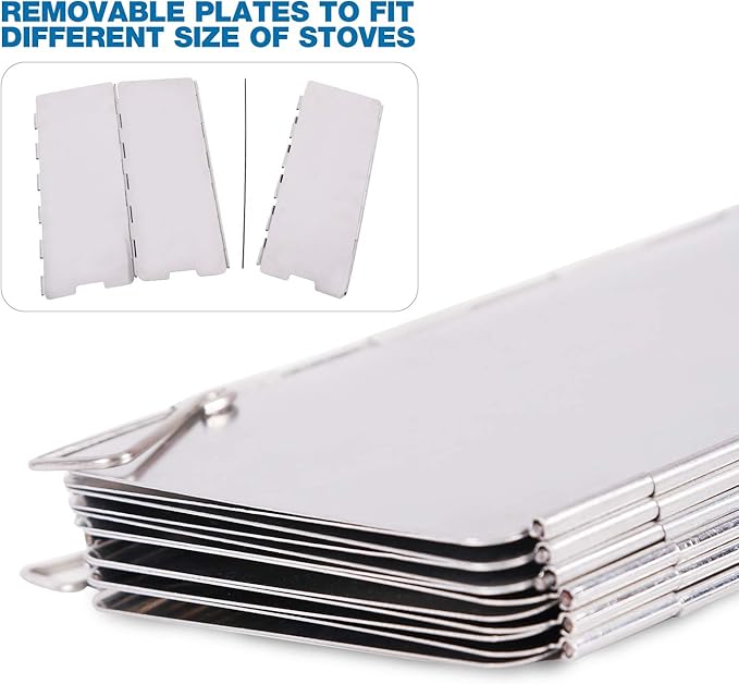 REDCAMP Folding Outdoor Stove Windscreen, 12 Plates Aluminum Camping Stove Windshield with Carrying bag, Lightweight Butane Burner Windshield