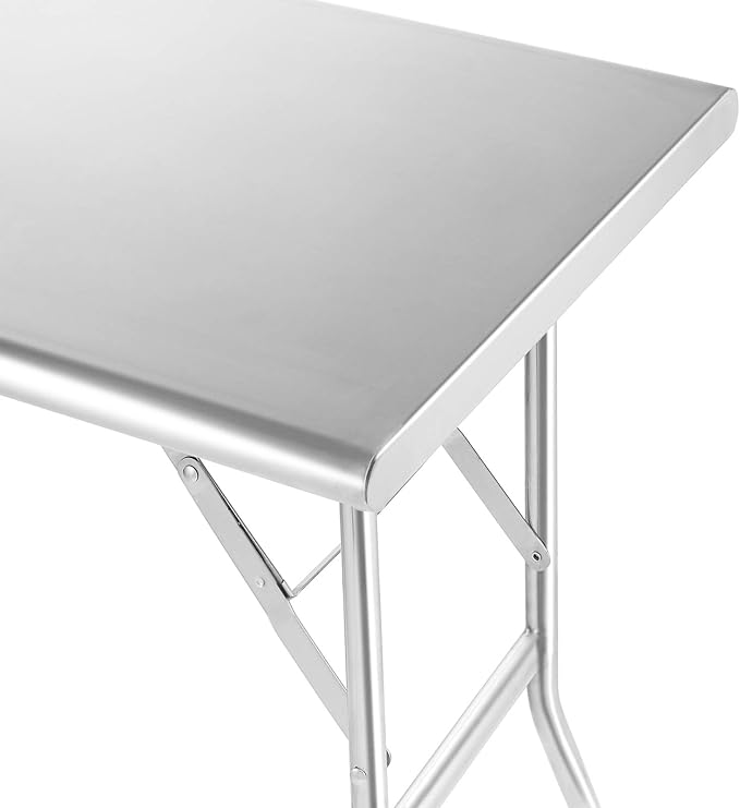 GRIDMANN Stainless Steel Folding Table 48 x 24 Inch, NSF Kitchen Prep & Work Table