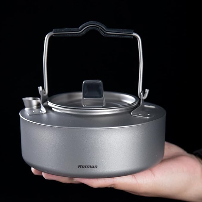 Camping Kettle Titanium Camp Tea Coffee Pot Portable Lightweight Tea Kettle Teapot Fast Heating Campfire Kettle for Stove Top, Boiling Water, Outdoor, Hiking, Camping, Picnic, Traveling