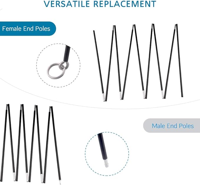Aluminum Tent Poles Replacement, Fits Both Female and Male Ends, Lightweight Tent Pole Repair Kit, 7001 Aluminum Alloy T6 Heated