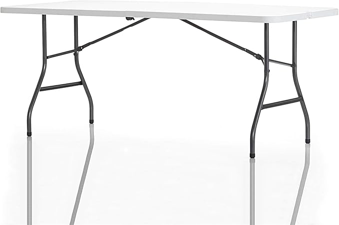 COSCO Fold-in-Half Banquet Table w/Handle, 6ft, White