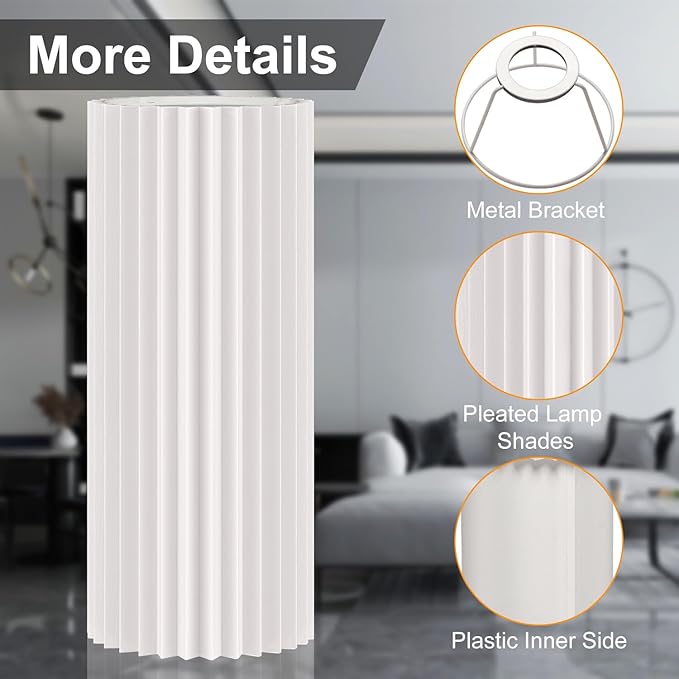 Drum Lamp Shades for Floor Lamps Tall Lamp Shade for Modern, 15.7"x5.9"x5.9" Replacement Lamp Shades, Large Pleated Linen Round Lamp Shade