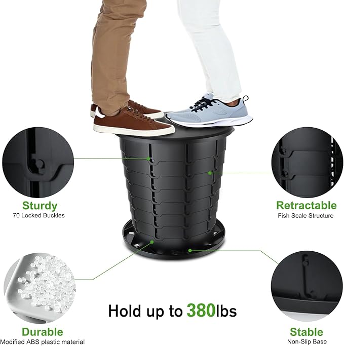 Camping Toilet, Retractable Portable Toilet for Adults Kids, Adjustable Height Portable Potty with Lid, Foldable Travel Potty for Camping, Hiking, Fishing, Car Travel, RV, Road Trip, Beach (13”H)