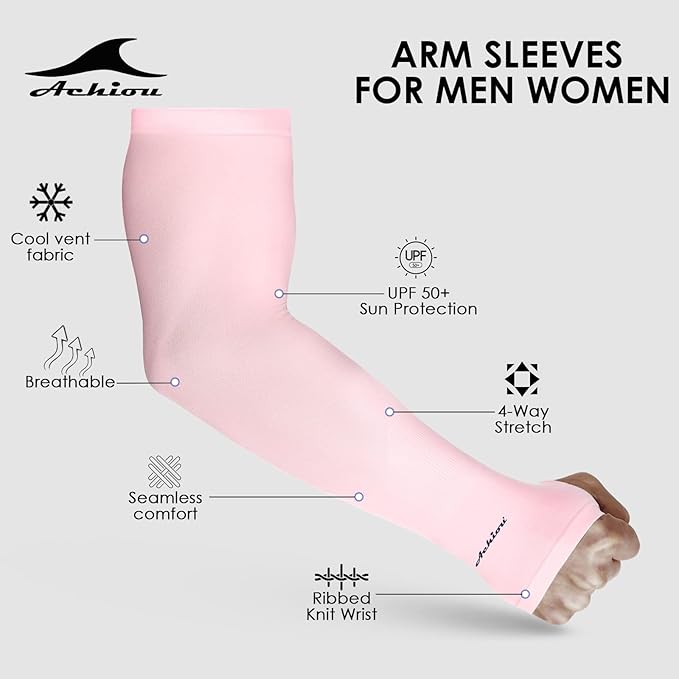 Achiou Arm Sun Sleeves Compression UV Protection Cooling for Men Women Summer Sunblock Basketball Football, Cover Arms Tattoo