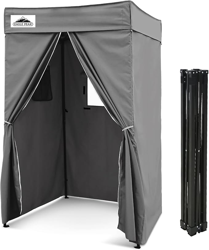 EAGLE PEAK Flex Compact 4x4 Pop-up Canopy Changing Room, Portable Privacy Dressing Room for Indoor Fashion Photoshoots, Camping, or Pool, Dark Gray