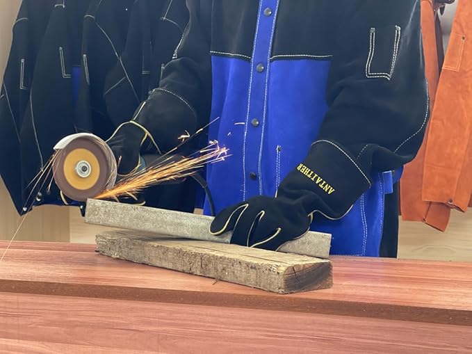 ANTAITHER Leather Welding Jacket - Exceptional Heat and Flame Protection, Heavy-Duty Coat