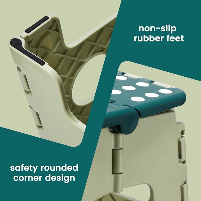 ACSTEP 13 Inch Folding Step Stool,Foldable Step Stools for Kids and Adults 300 LB Capacity, 300 LB Capacit Suitable for Kitchen Fishing,Green