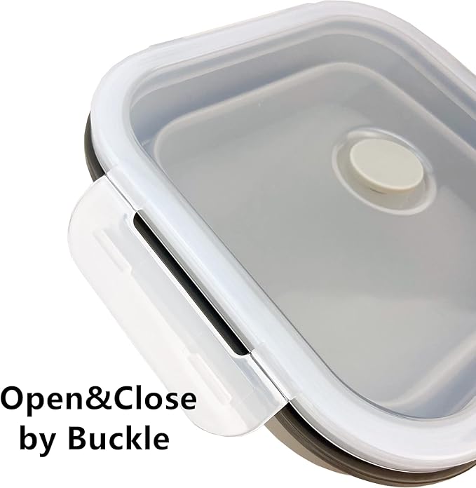 CARTINTS Collapsible Camping Bowl, Silicone Food Container with Lid, Space-Saving Camping Utensils for Kitchen and Outdoor, Microwave Safe 900ml