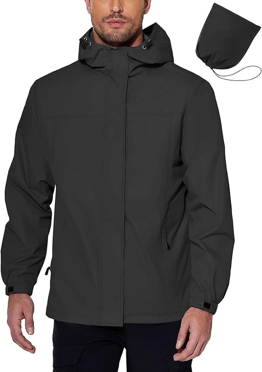 COOFANDY Men's Rain Jacket Waterproof With Hood Lightweight Packable Shell Raincoat Windbreaker For Cycling Golf Travel