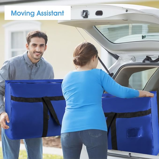 6 Pack Moving Bags Heavy Duty Extra Large 90L, College Packing Bags for Moving Clothes, Moving Supplies & Boxes with Zippers and Handles, Storage Bags Moving Totes Camping Essentials (Blue)