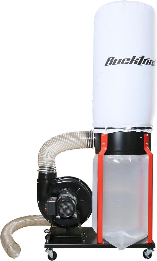 Bucktool 1-1/2HP Dust Collector, 1100 CFM Dust Collector for Woodworking with Movable Base