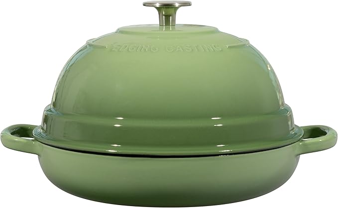 Enameled Cast Iron Dutch Oven Pot with Lid, Round Bread Oven for Homemade Sourdough Bread Baking, 6 Quart, Pistachio Green