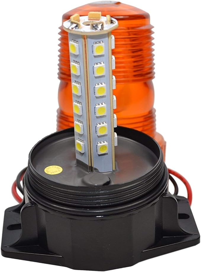 HQRP 360 Degrees 12-100V 30-LED Strobe Light Amber Mini Beacon for Safety Work & Maximum Visibility Truck, Heavy Vehicle, Forklift, Tractor, Golf Cart, Postal Car, Snow Plow etc.