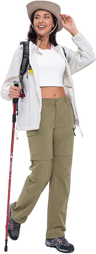 Cycorld Women's-Hiking-Pants-Convertible Quick-Dry-Stretch-Lightweight Zip-Off Outdoor Pants with 5 Deep Pockets