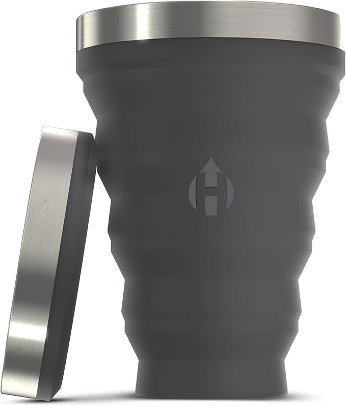 HYDAWAY 16oz Collapsible Pint - BPA-Free Silicone Cup with Stainless Steel Rim - Reusable, Packable, and Durable for Camping, Travel & Everyday Use