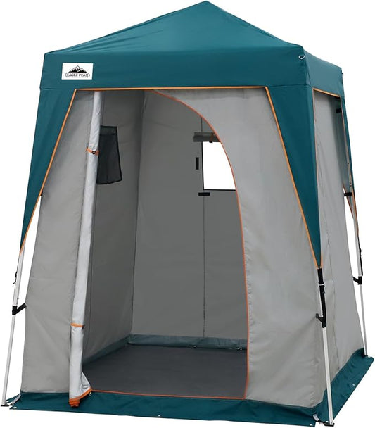 EAGLE PEAK 5x5 Pop Up Privacy Tent with Ground Mat, Portable Changing Room & Outdoor Shower Tent, Portable Canopy for Camping, Pool, Photoshoots or Toilet Shelters 6x6 Base 5x5 Top (Gray/Blue)
