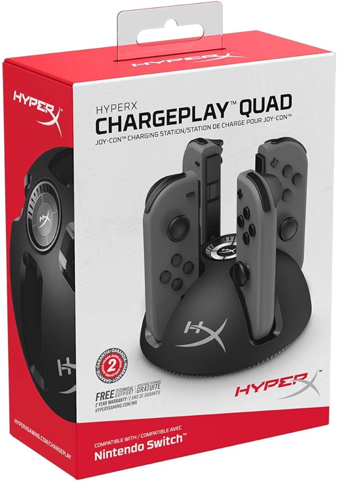 HyperX Chargeplay Quad - 4-in-1 Joy-Con Charging Station for Nintendo Switch with LED Indicators, USB Connection