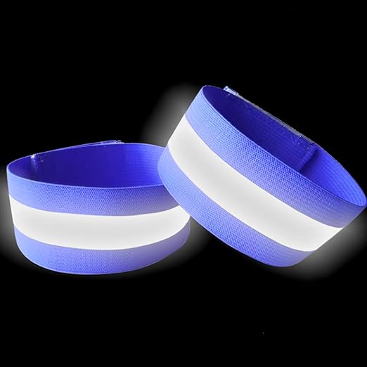 4PCS Reflective Wrist Strap 4x1.5cm Safety Gear Reflective Wristbands High Visibility Bike Ankle Bands Reflector Armband Self-Adhesive Reflective Bands for Walking,Night Sports Royal Blue