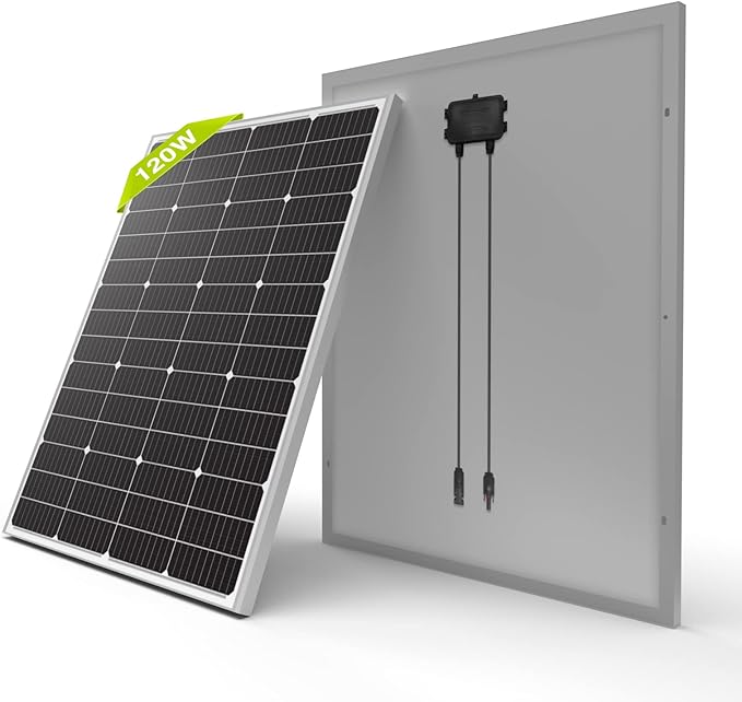 Newpowa 9BB 120W Solar Panel - High-Efficiency Monocrystalline PV Module for 24V Off Grid System, RV, Boat, Camper, Trailer, Gate Opener