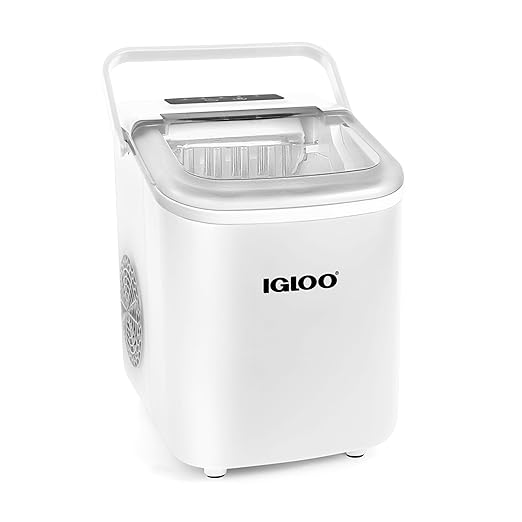 Igloo Automatic Self-Cleaning Portable Electric Countertop Ice Maker Machine With Handle, 26 Pounds in 24 Hours, 9 Ice Cubes Ready in 7 minutes, With Ice Scoop and Basket, White