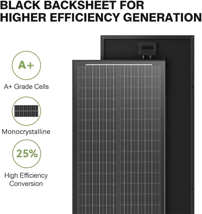 600 Watt Solar Panel, 6Pcs 100W Monocrystalline High-Efficiency Solar Panel for RV Camping Rooftop Farm Marine Battery and Other Off-Grid Applications (6 Pack 100W, Black)
