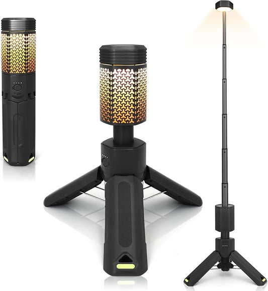 Telescopic Camping Lights,Portable Camping Lantern with Storage Bag,10500mAh Rechargeable Outdoor Adventure Emergency Light,Waterproof LED Work Lights with Magnetic (Black)