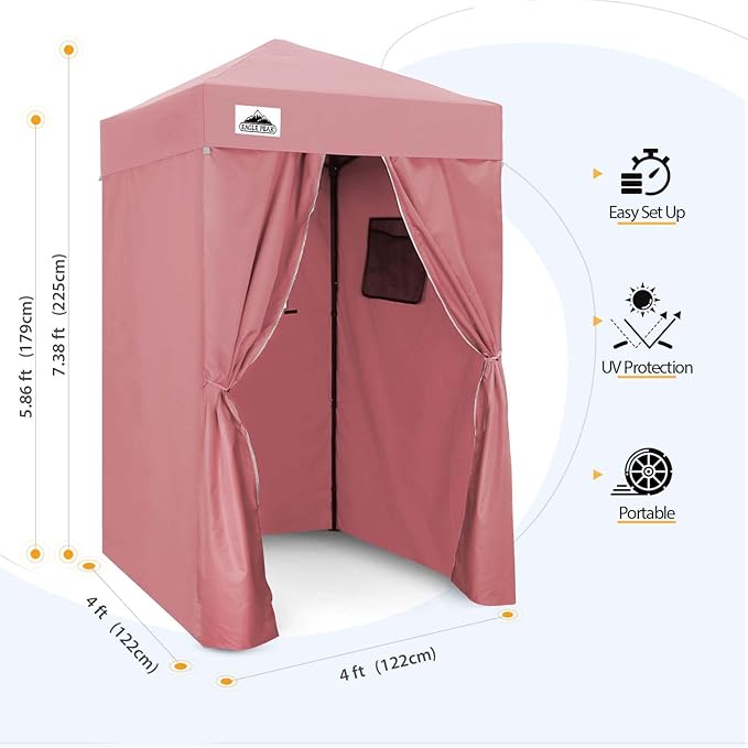 EAGLE PEAK Flex Ultra Compact 4x4 Pop-up Canopy, Sun Shelter, Changing Room, Portable Privacy Canopy Cabana for Pool, Fashion Photoshoots, or Camping, Pink