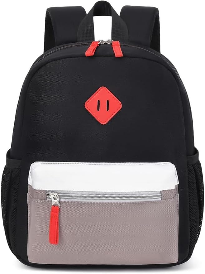 Preschool Backpack Kindergarten Toddler School Backpacks 2-4 Years for Boys and Girls with Chest Buckle (Black Grey, Small-12 H(not Fit Folder))