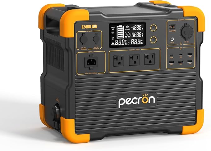 PECRON Portable Power Station E2400LFP, 2048Wh Solar Generator Backup, 2400W LiFePO4 Battery Expandable to 8192Wh, Fast Charging in 1.5 Hrs Power Station for Emergencies, Camping, RV, Home Use