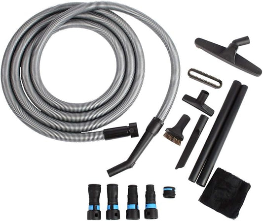 Cen-Tec Systems 95270 Home and Shop Vacuum Expanded Multi-Brand Power Tool Dust Collection Adapter Set and Full Attachment Kit, 16 Ft. Hose, Black