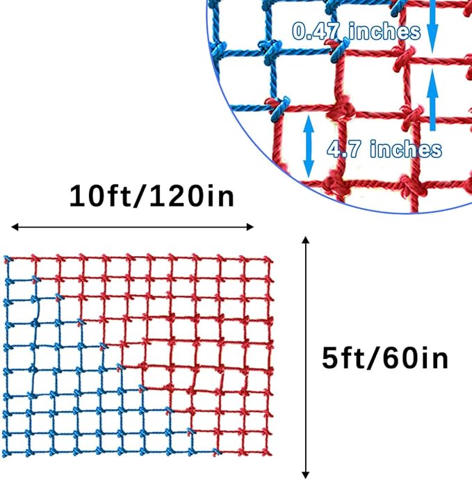 Climbing Cargo Net, Polyester Playground Climbing Net, Heavy Duty Large Military Climbing Net for Kids Outdoor, Kids Safety Protection Net, Rope Ladder, Jungle Gyms, Swingset, Treehouse