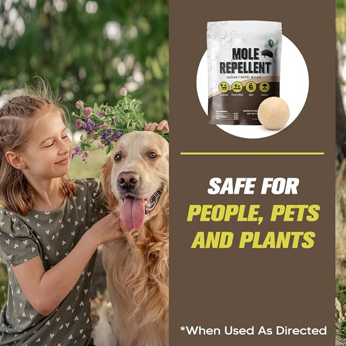 Mole Repellent for Lawns, Gopher Repellent, Groundhog Vole Repellant Outdoor, Keep Moles Out of Garden/Lawn, Pet Safe Mole Repellant, Lasting Protection, Easy to Use-8P