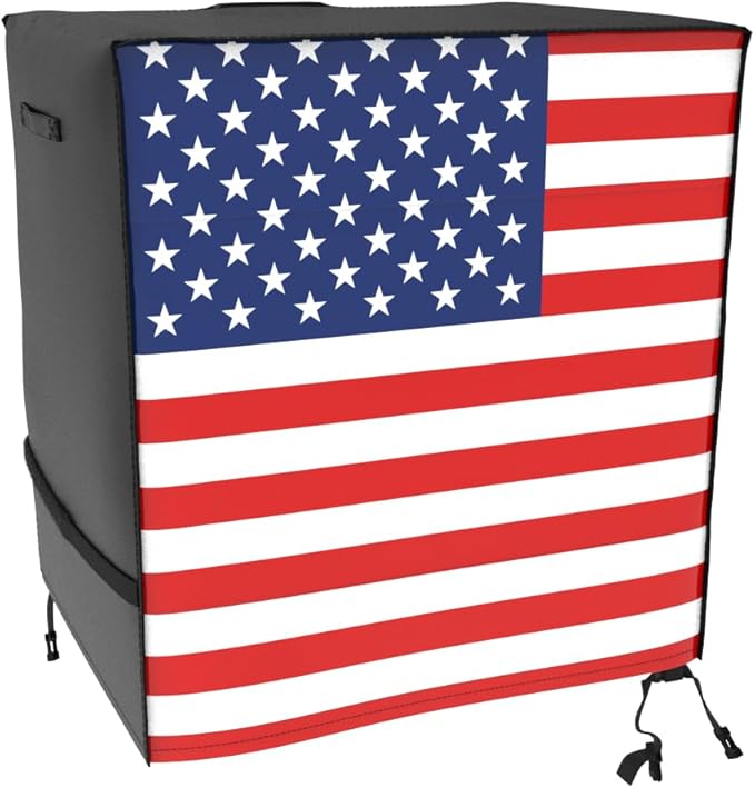 ATYARD 30-inch Outdoor Cover for Keter Unity (Small) Portable Table - UV Resistant, Breathable, All Weather (30" L x 24" W x 32" H)Black,American Flag