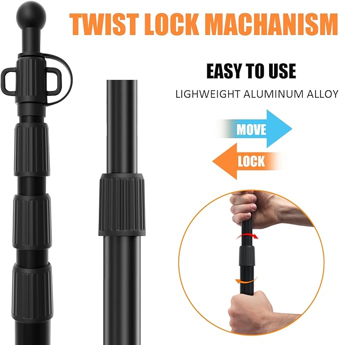 WILDROAD Tarp Poles Tent Poles Canopy Poles 8.37 ft, Telescoping Aluminum Poles with Non-Slip Aluminum Cone Bottom, Portable and Lightweight Camping Gear for Camping and Awnings, Set of 4