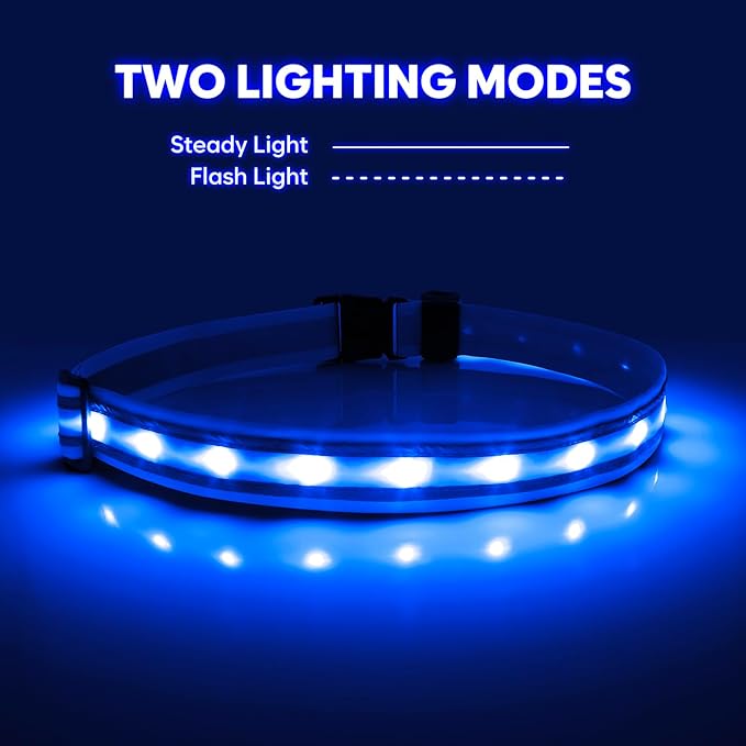 Illumifun LED Running Belt - USB Rechargeable Light Up Sash, High-Visibility Elastic Waistband Light for Running Cycling Hiking Camping Nighttime Activities