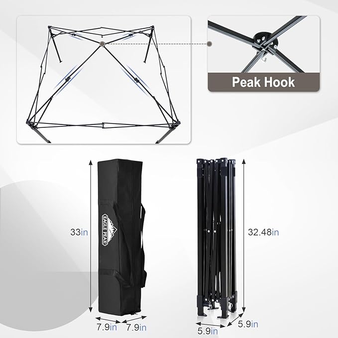 EAGLE PEAK Flex Ultra Compact 5x5 Pop-up Canopy, Sun Shelter, Changing Room, Portable Privacy Tent for Pool, Fashion Photoshoots, or Camping, Light Blue