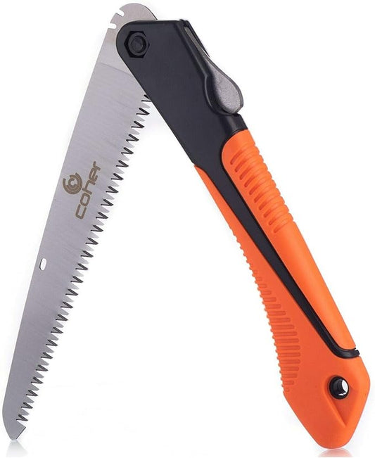 Folding Hand Saw for Tree Pruning, Camping, Gardening, Hunting. Cutting Wood, PVC, Bone with Ergonomic Handle Design